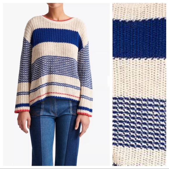 Gerard Darel Ermina Striped Cotton Linen Sweater Size 2 US M - Picture 1 of 8